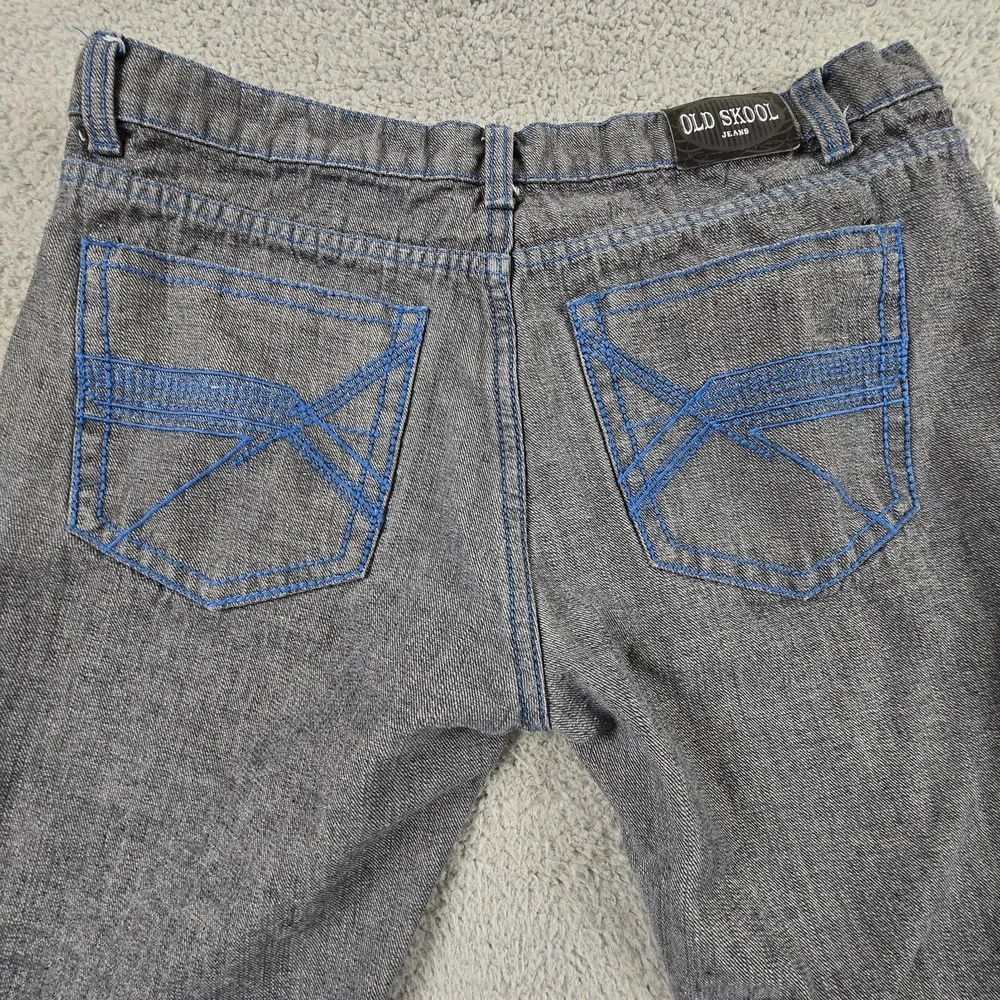 Old Skool‎ Denim Jeans Black Medium Wash Mens 36X30 Hip Hop Baggy